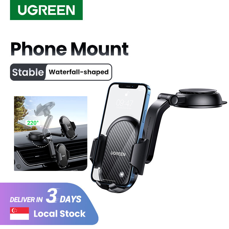 UGREEN Phone Holder for Car Windscreen Mobile Dashboard Mount Gravity Suction Cup Sticky Cradle Long Arm Clamp for iPhone 13 Pro Max, iPhone 12 11 Pro XR X XS Max 8 7 6 Plus 6S, Samsung Galaxy S22 Ult