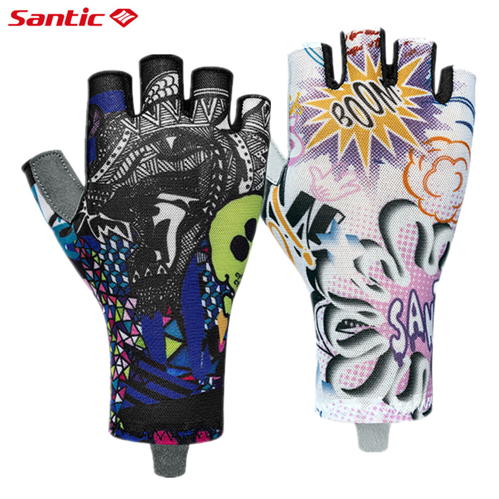 Santic Women Cycling Gloves Shockproof Sports MTB Road Bike Bicycle Half Finger Gloves
